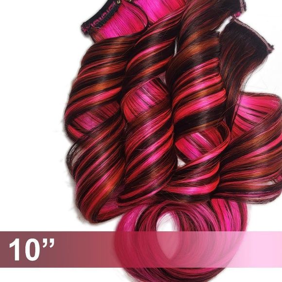 Colored Clip in Remy Human Hair Extensions Pink Wine Burgundy Amber Copper